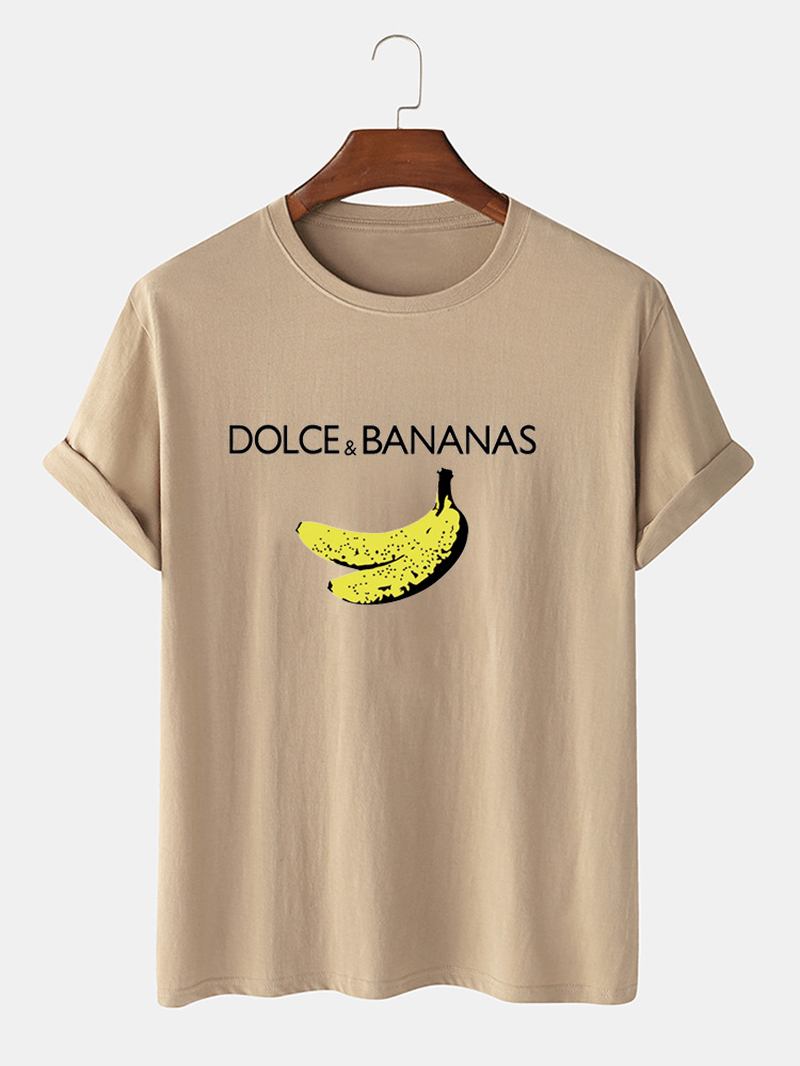 Banan & Letter Med Tryck Bomulls Andas Kortärmade T-shirts