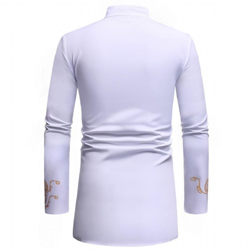 Bronzing Mönster Irregular Shirt För Män