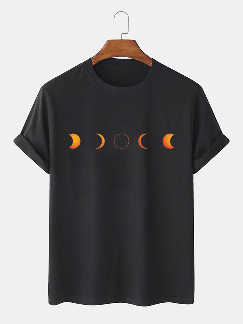 Cotton Designer Lunar Eclipse Med Tryck Andas Kortärmade T-shirts
