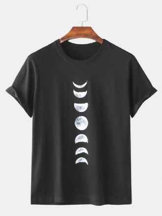 Herr 100% Bomull Moon Eclipse Tryckta Kortärmade Grafiska T-shirts