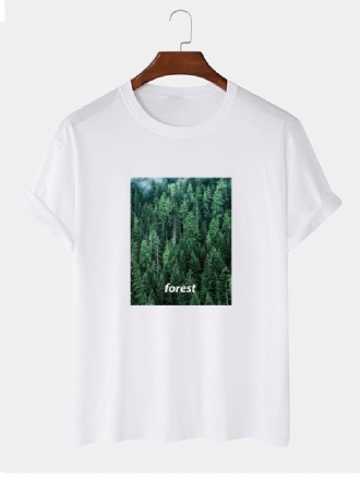 Herr 100% Bomull Skogstryck Casual Kortärmade T-shirts