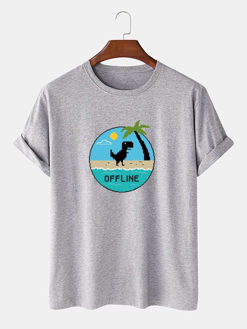 Herr 100% Bomull Tecknad Dinosaurie Grafiskt Tryck Andas Tunn Casual T-shirt