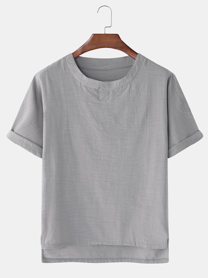 Herr Bomull Andas V-hals Enfärgade Casual T-shirts