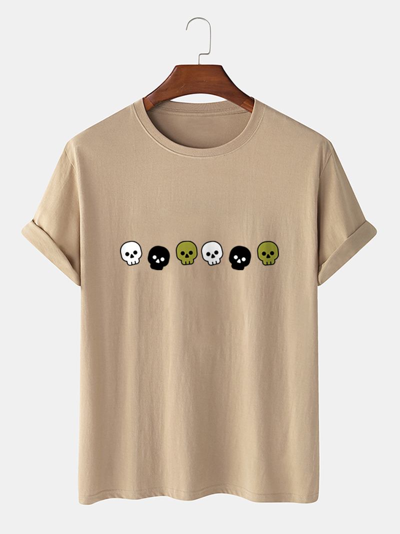 Herr Bomullsskelett Tecknade Kortärmade Casual T-shirts