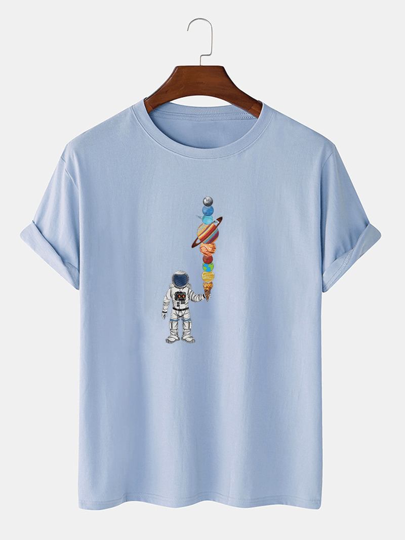 Herr Cartoon Astronaut Ice Cream Med Tryck Casual Lätt Tunn T-shirt