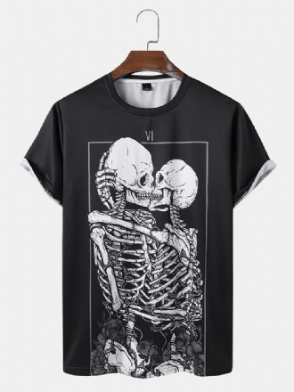 Herr Casual Skull Med Tryck Lös T-shirt
