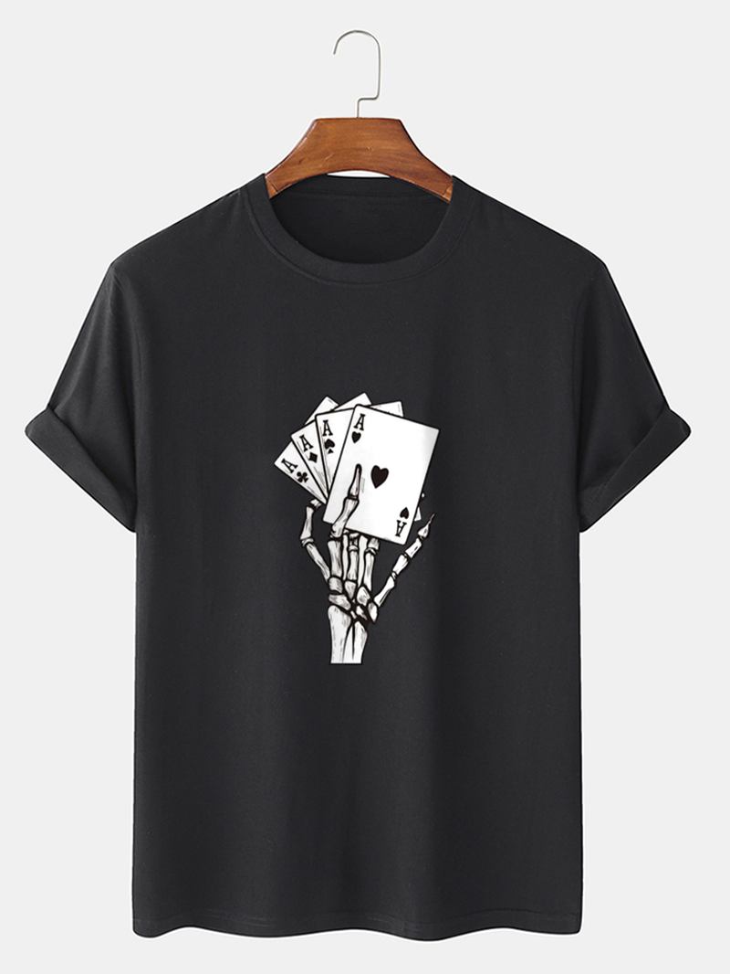 Herr Poker Skeleton Hand Graphics Street 100% Bomull Kortärmad T-shirt