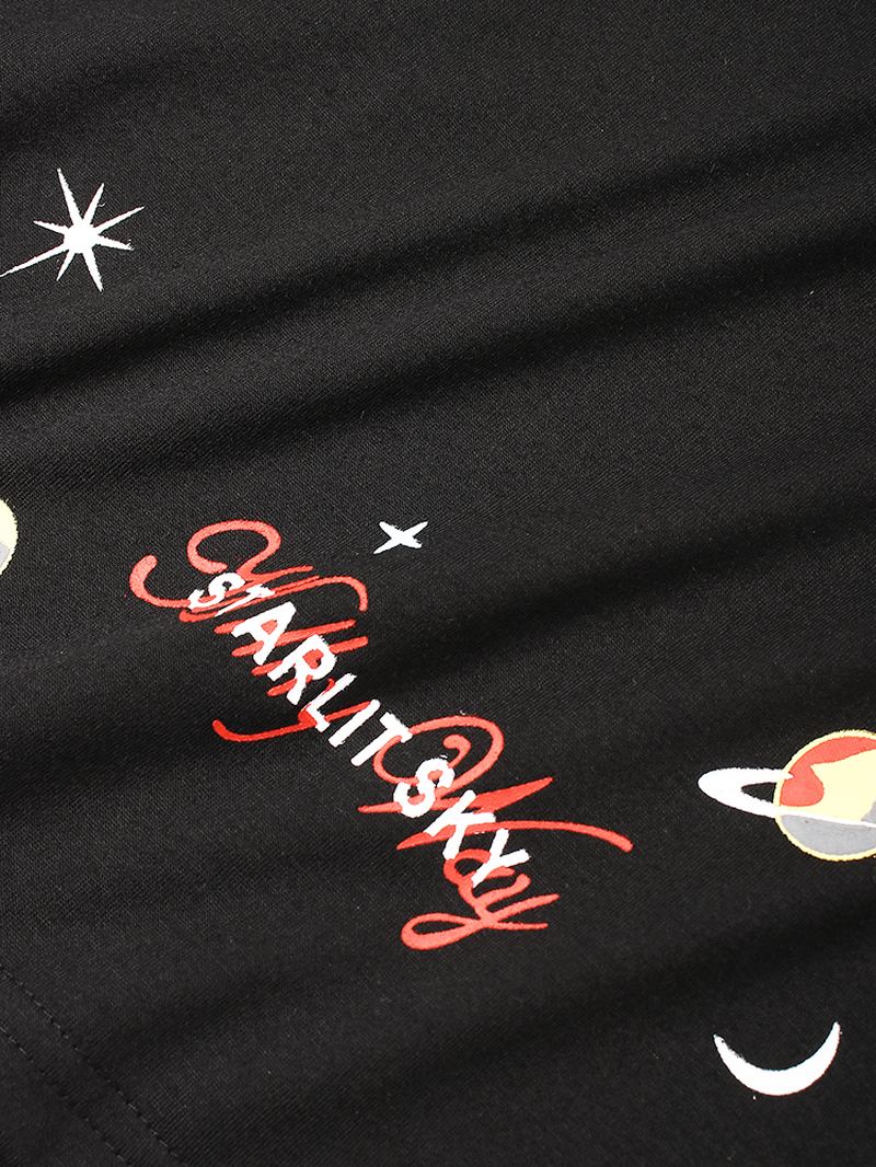 Herr Space Element Med Tryck O-neck 100% Bomull Kortärmad T-shirt