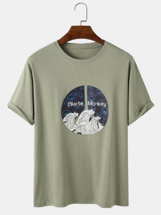 Herr Ukiyo Grafiskt Tryck O-hals Avslappnad Kortärmad T-shirt