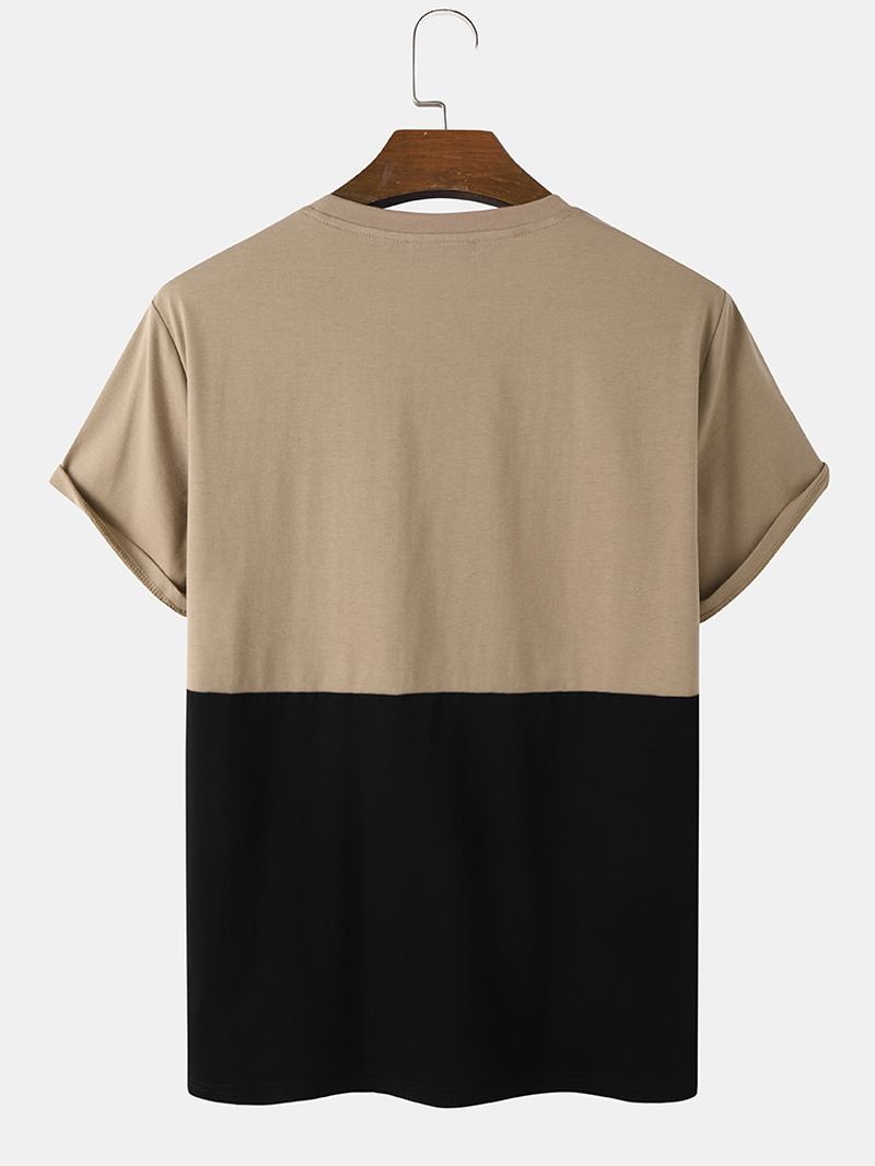 Herr Ve Citry Letter Med Tryck Two Tone Patchwork T-shirts