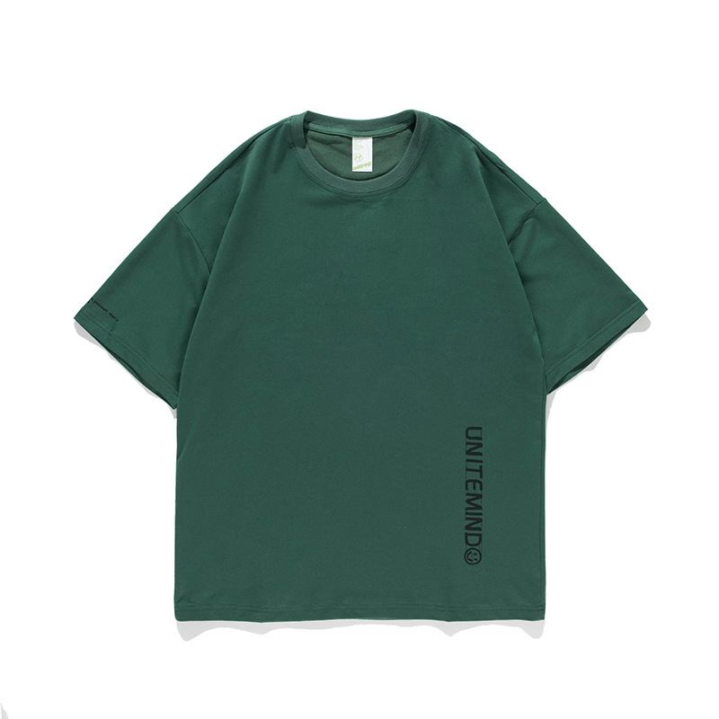 Japansk T-shirt Med Rund Hals Tide Letter Smileytryck Casual Kortärmad Lös Halvärmad Tröja