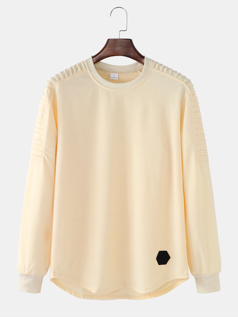 Män Enfärgad Rund Hals Textur Långärmade Enkla T-shirts