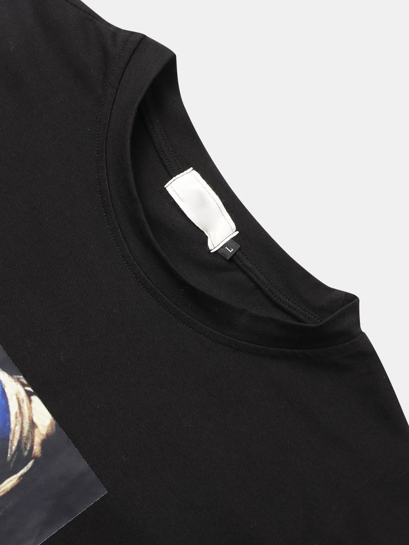 Män Rolig Figur Målning Med Tryck Crew Neck Kortärmade T-shirts