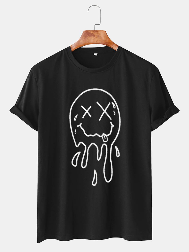 Män Rolig Tecknad Spöke Tryckt Lös Rund Hals Lös Kortärmade T-shirts