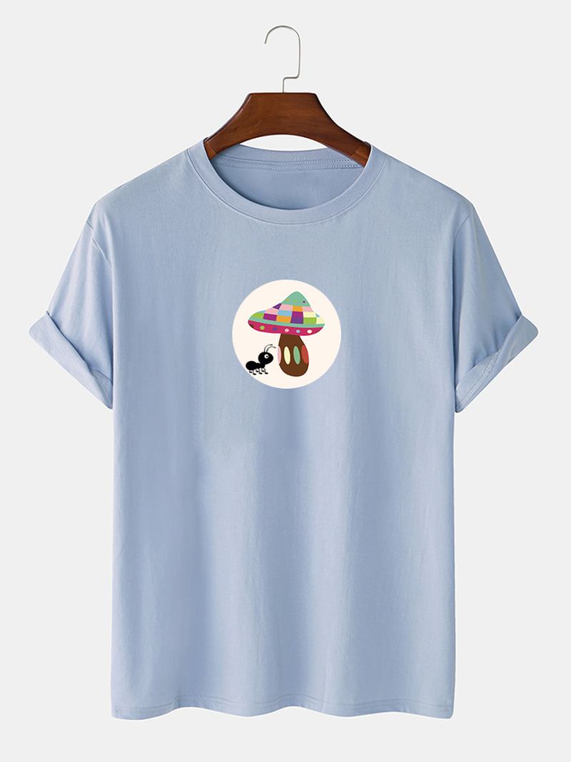 Män Tecknad Myra Svamp Grafiskt Tryck O-hals 100% Bomull T-shirt
