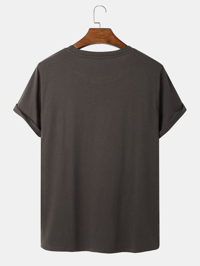 Mänsmålning Brösttryck 100% Bomull Rund Hals Daglig Kortärmad T-shirt
