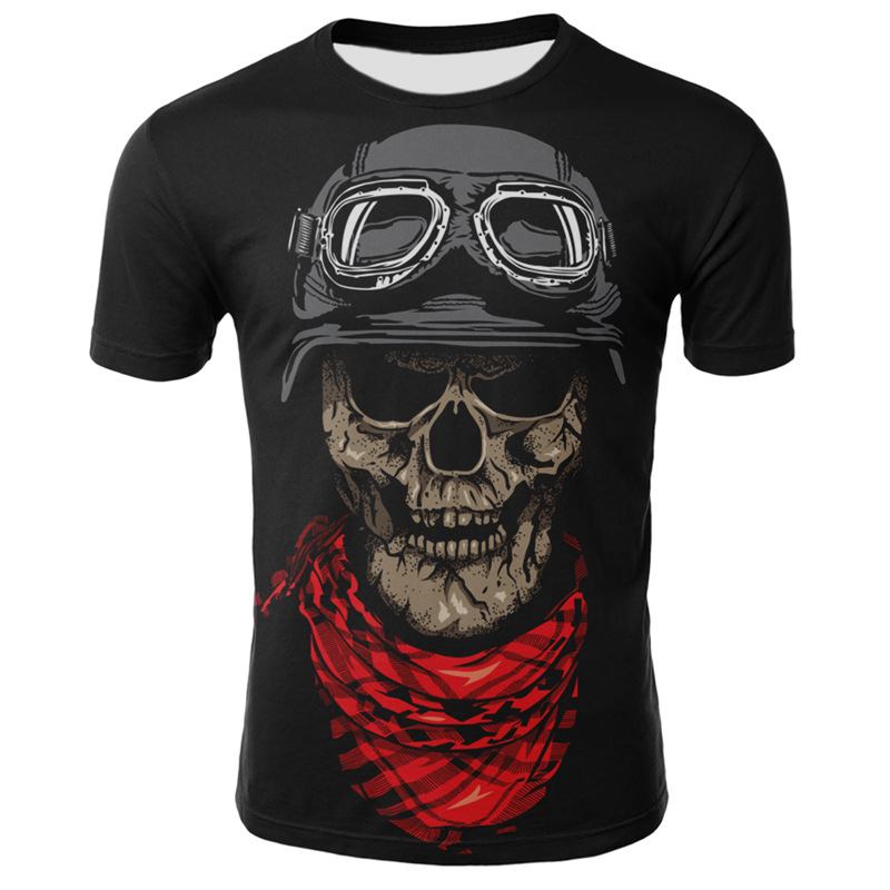 Smoking Skull 3d Digital Med Tryck T-shirt