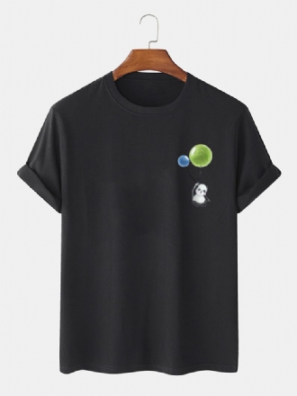 Söta Tecknade Pandatryckta T-shirts I 00% Bomull För Män