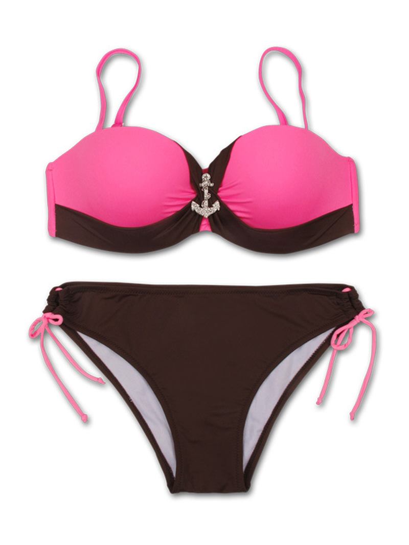 Dam Sexig Bygel Push Up Bikini Set Ruched Justerbar Beachwear