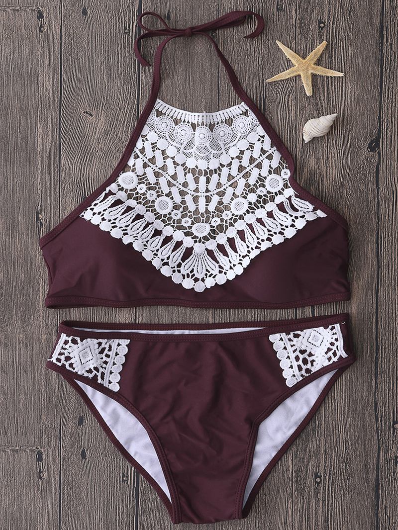 Grimma High Neck Hollow Out Trådlös Vadderad Tankini