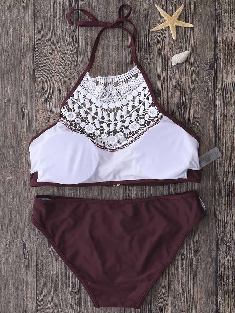 Grimma High Neck Hollow Out Trådlös Vadderad Tankini