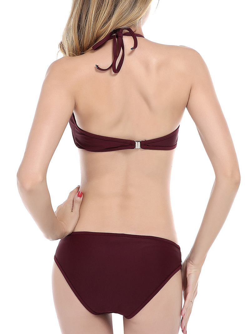 Grimma High Neck Hollow Out Trådlös Vadderad Tankini