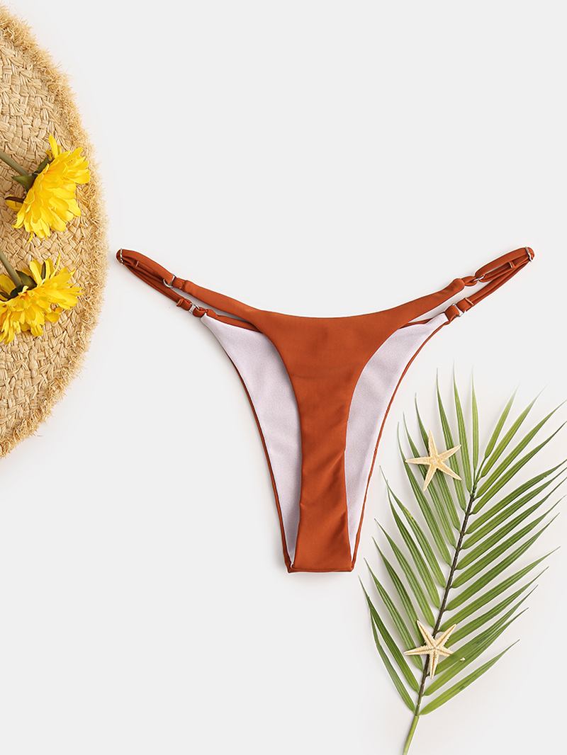 Kvinnor Enfärgad Bikinitrosa Med Låg Midja