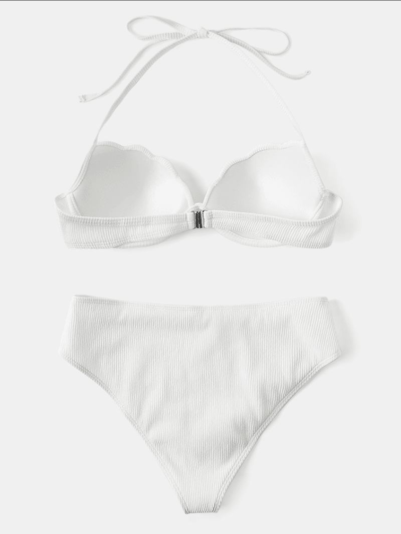 Kvinnor Enfärgad Halter String Bygel High Waist Bikini För Simning