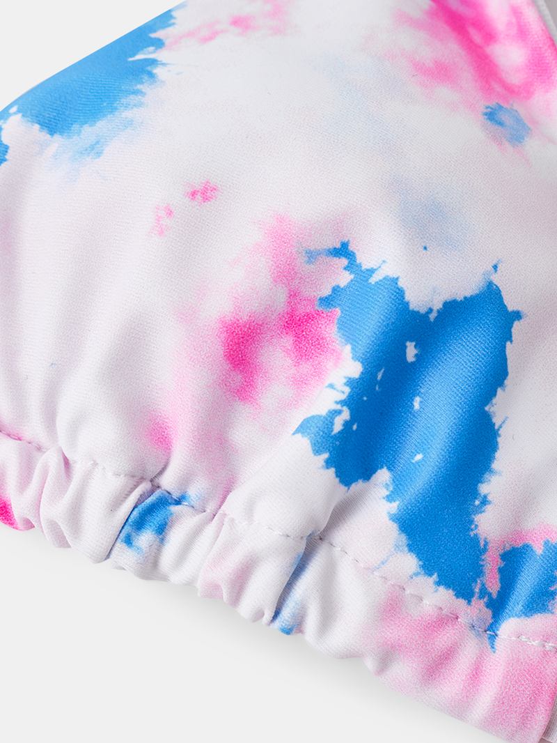 Triangle Tie-dye Halter String Bikini Strandkläder För Kvinnor Med Öppen Rygg