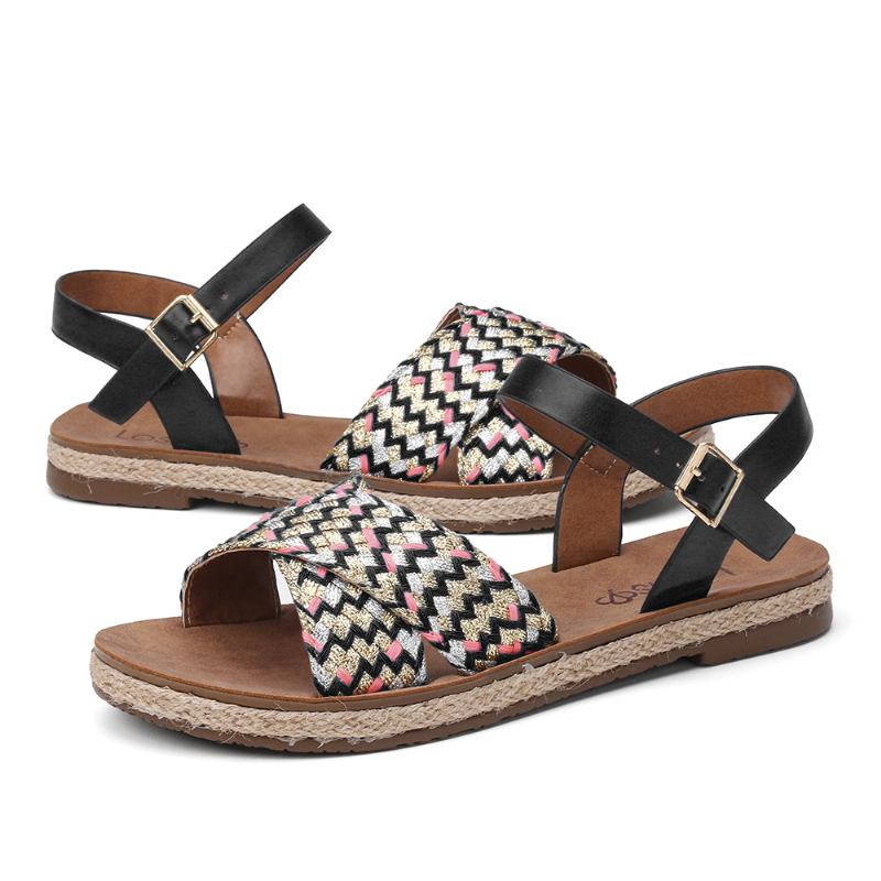 Kvinnor Kors Vävda Rem Casual Sandaler