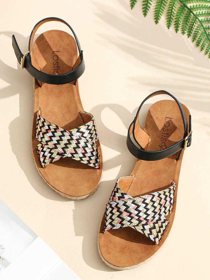 Kvinnor Kors Vävda Rem Casual Sandaler