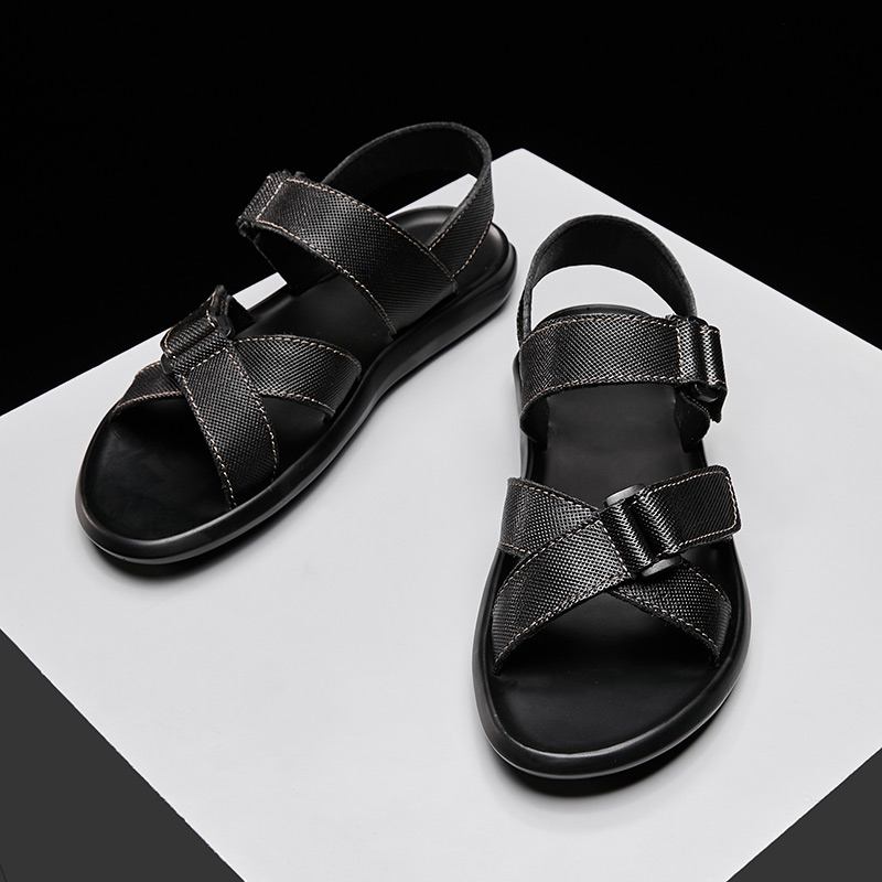 Män Klassiska Casual Mjuk Innersula Kohud Strandsandaler