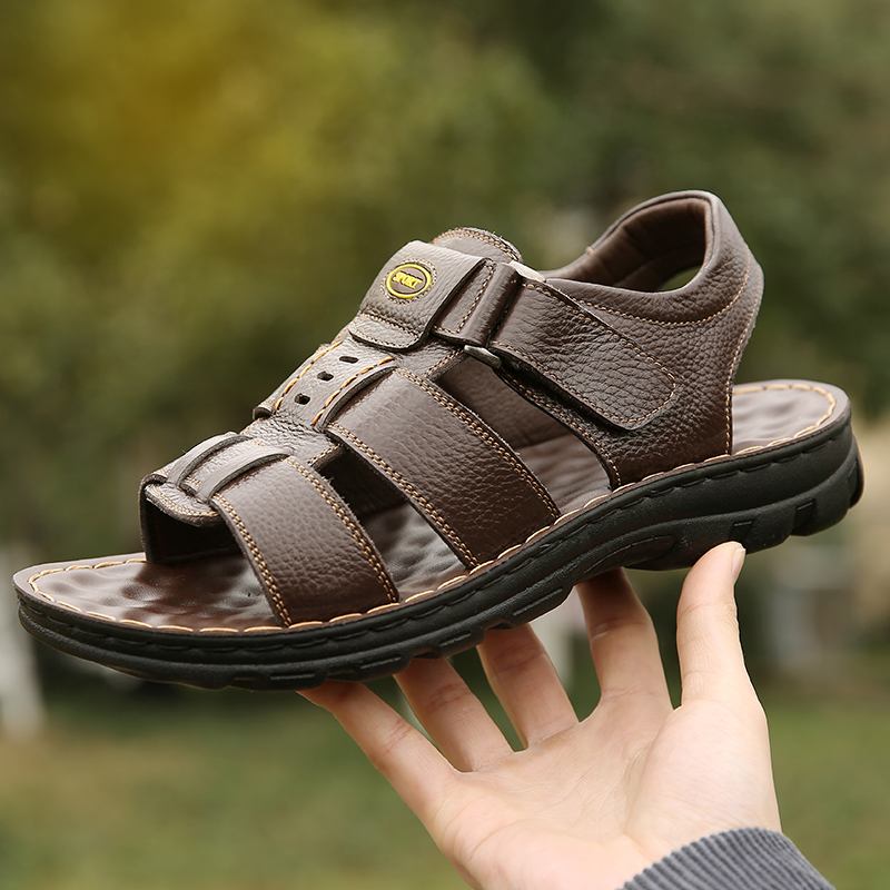 Män Kohud Andas Mjuk Botten Halkfri Öppnad Krokögla Casual Strandsandaler