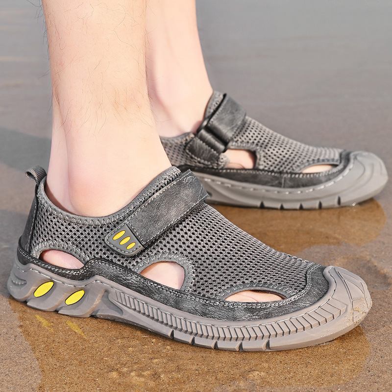 Män Mesh Casual Andas Lätt Sluten Tå Halkfri Mjuka Utomhussportsandaler