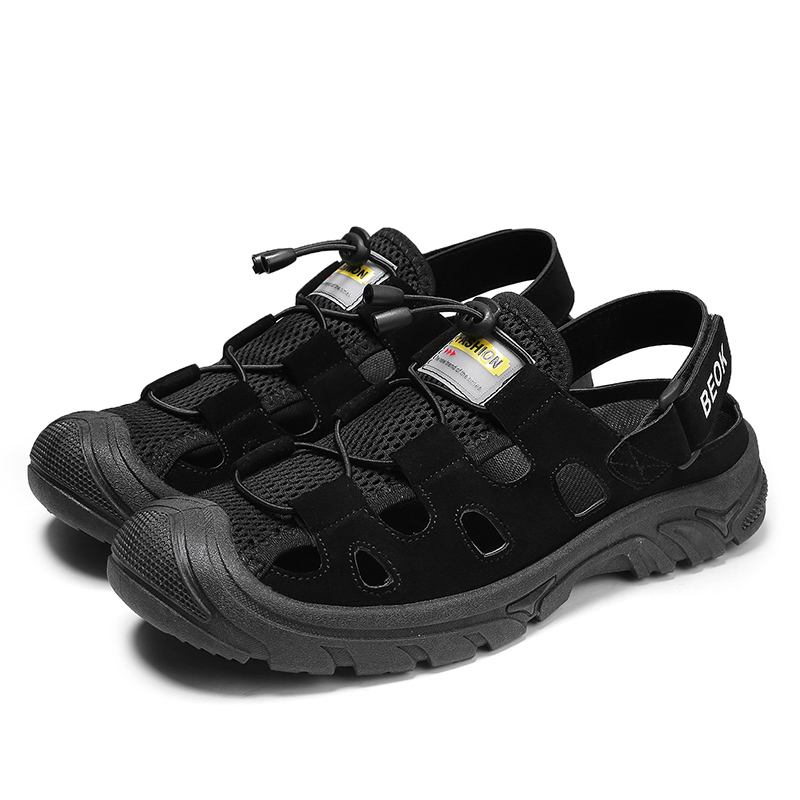 Män Microfiber Andas Mesh Ihålig Mjuk Botten Halkfria Casual Beach Sandaler