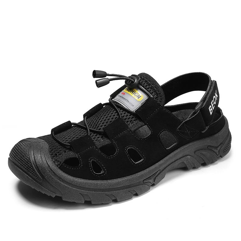 Män Microfiber Andas Mesh Ihålig Mjuk Botten Halkfria Casual Beach Sandaler