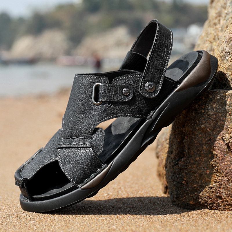 Män Microfiber Mjuk Sula Halkfri Lättvikts Closed Toe Casual Beach Sandaler