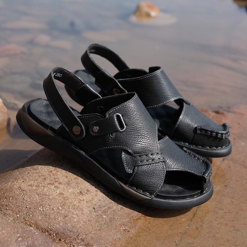 Män Microfiber Mjuk Sula Halkfri Lättvikts Closed Toe Casual Beach Sandaler
