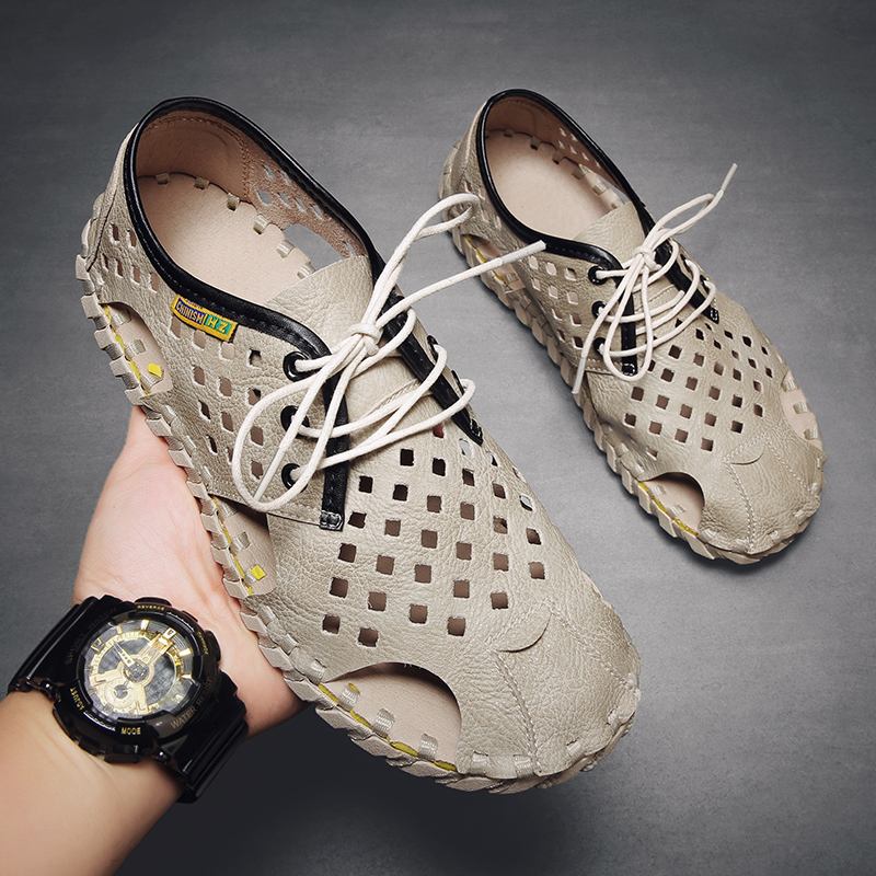 Män Mikrofiber Andas Ihåliga Casual Utomhus Sandaler