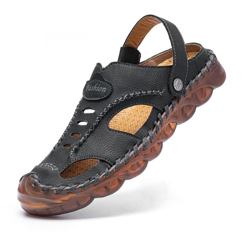 Män Mikrofiber Läder Vattentät Tvåvägs Andas Tå Skyddade Casual Sandaler