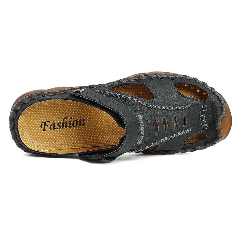 Män Mikrofiber Läder Vattentät Tvåvägs Andas Tå Skyddade Casual Sandaler