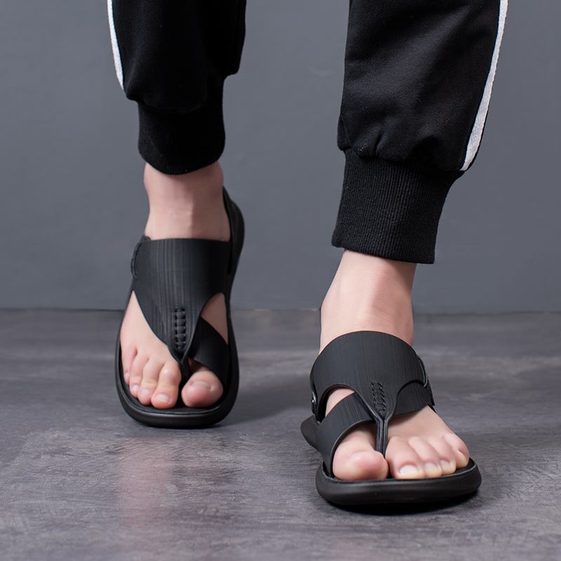 Män Mikrofiber Mjuka Halkfria Två Sätt Klippta Casual Beach Sandaler