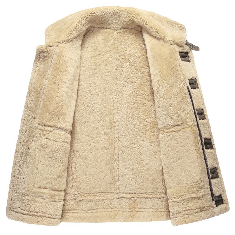 Herr Biker Jacka Big Pocket Shearling Konstläder