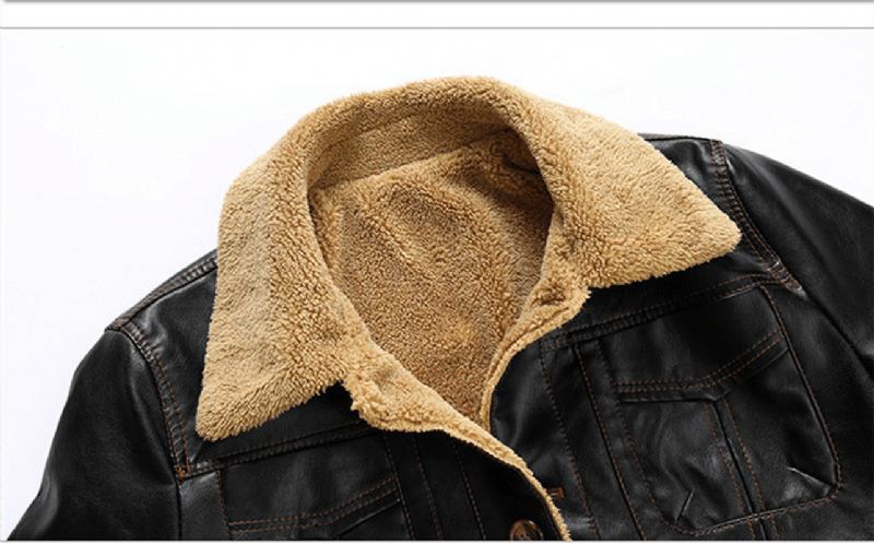 Läderkläder För Män Lösa Casual Slim Fit Stilig Trend Förtjockning