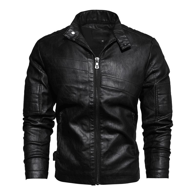 Medelålders Och Äldre Höst Vinter Herr Läder Pu-jacka Slim Business Casual Herr