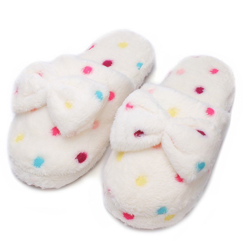 Dot Dam Vinter Bowknot Tofflor Dam Tofflor Bomull Inomhus