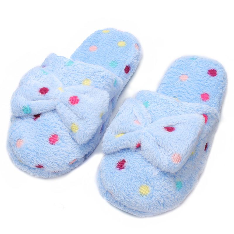 Dot Dam Vinter Bowknot Tofflor Dam Tofflor Bomull Inomhus