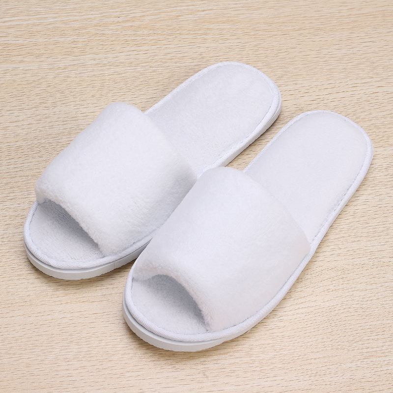 Herr Dam Coral Velvet Open Toe Hotel Home Spa Tofflor Reseskor Tjocka 7mm