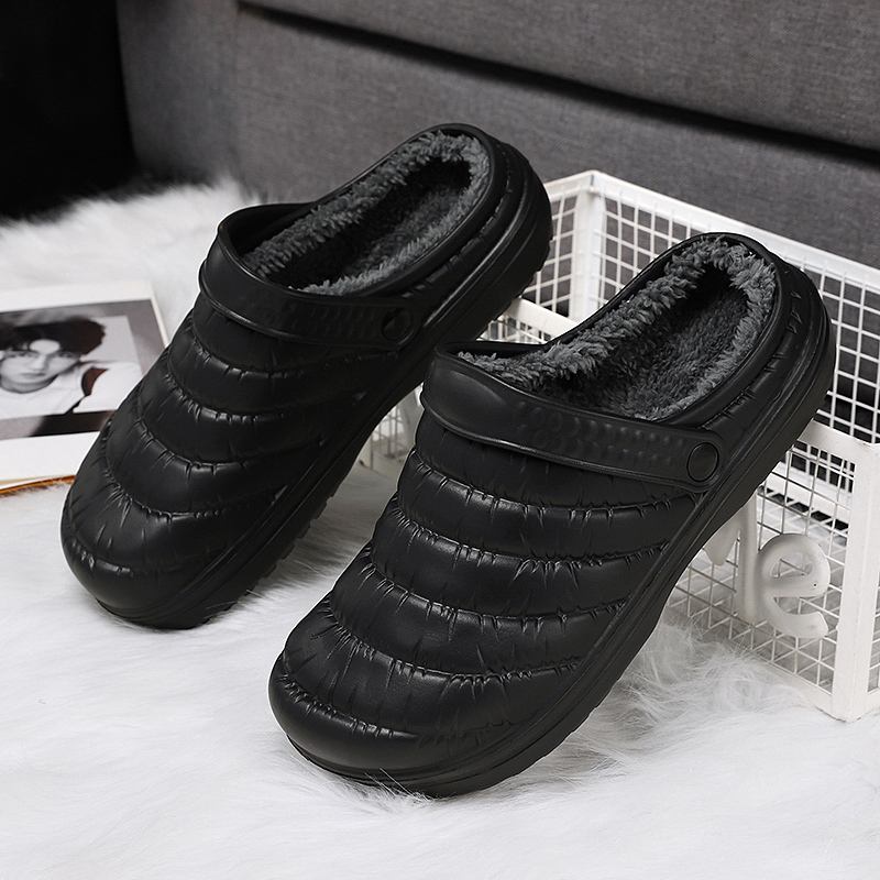 Herr Vattentät Tyg Plysch Varmfodrad Slip On Home Tofflor