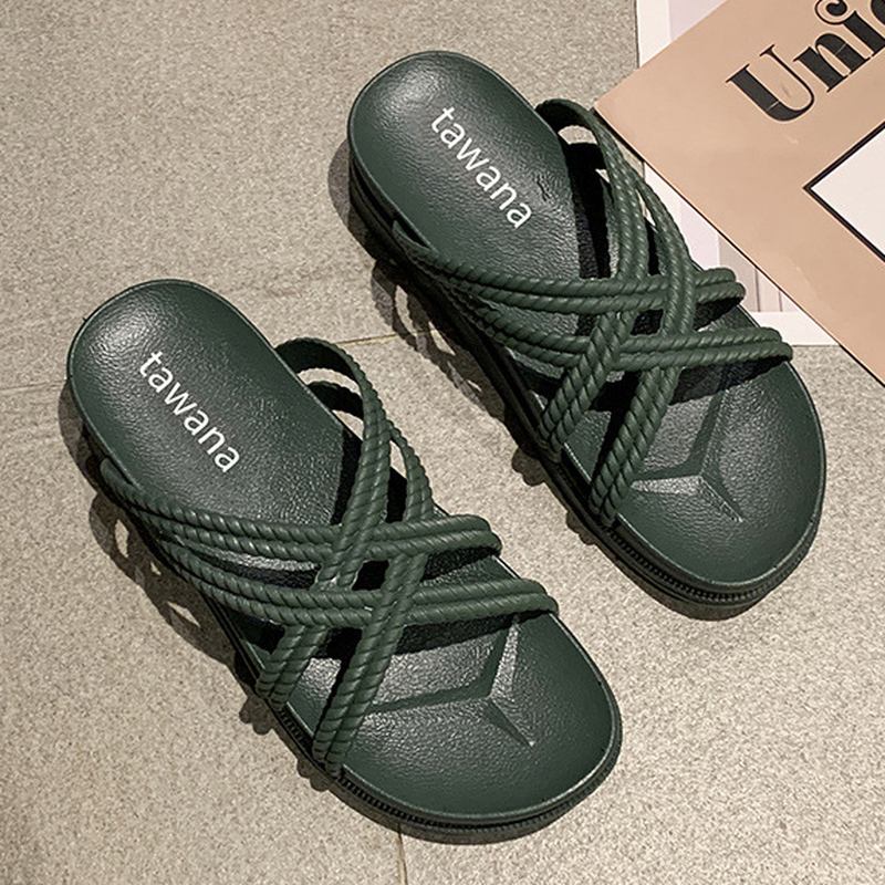 Kvinnor Enfärgad Cross Band Hem Flats Sandaler